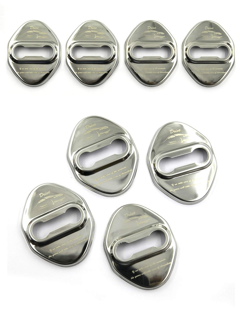 LIGHTKOREA Stainless Steel Metal Car Door Striker Lock Latches Protector Cover Dress up Accessories Pack of 4 Compatible with Toyota Honda Hyundai Kia Vehicles Silver - Image 2