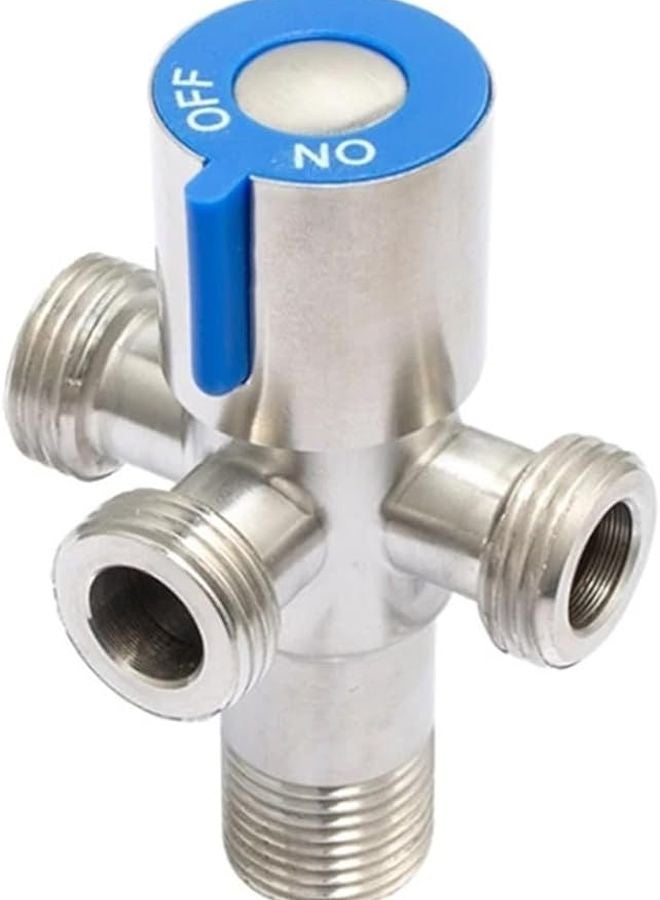 G1 2 Inch 304 Stainless Steel Four Way Triangle Water Stop Valve One In Three Out - Image 1