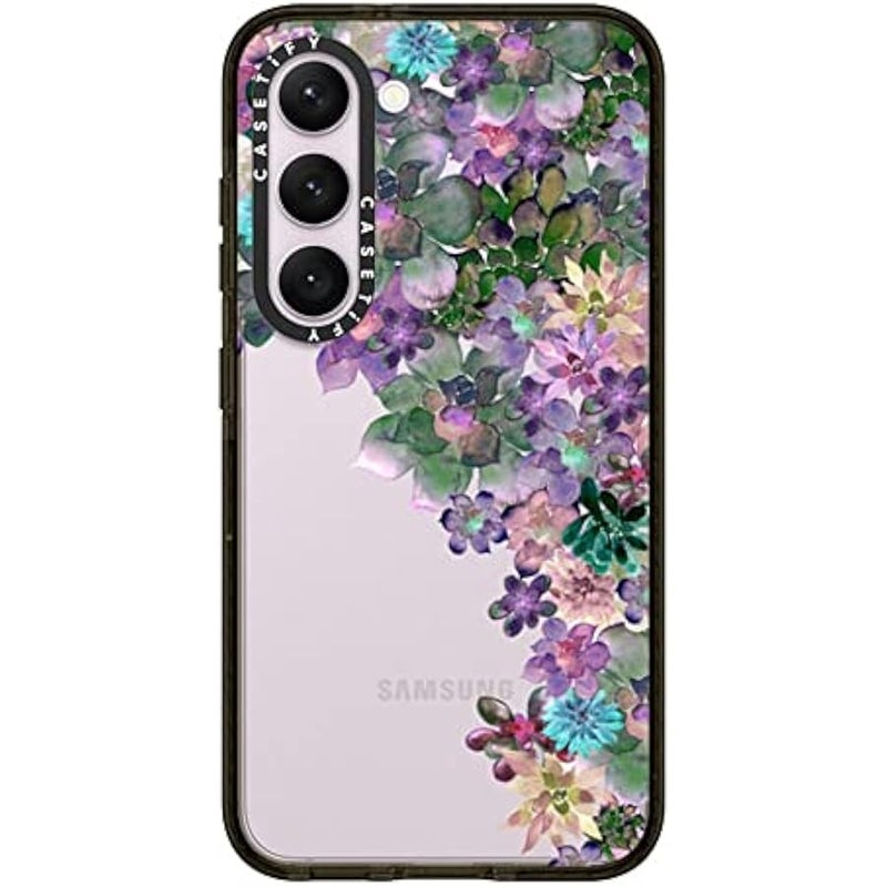 Casetify Impact Galaxy S23 Case 【4X Military Grade Drop Tested / 8.2ft Drop Protection】 - My Succulent Garden by Monika Strigel - Clear Black - Image 1