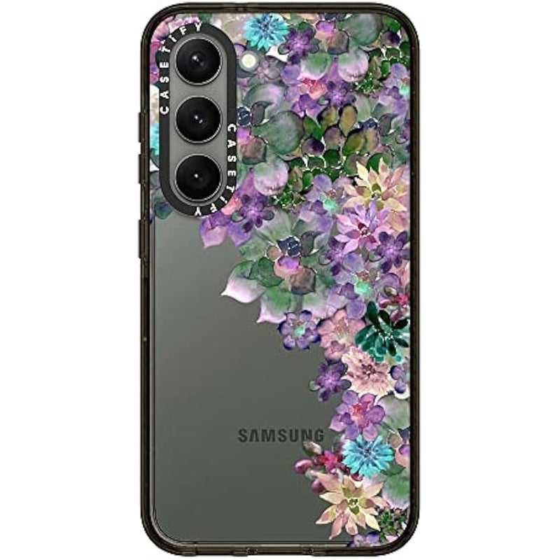 Casetify Impact Galaxy S23 Case 【4X Military Grade Drop Tested / 8.2ft Drop Protection】 - My Succulent Garden by Monika Strigel - Clear Black - Image 4