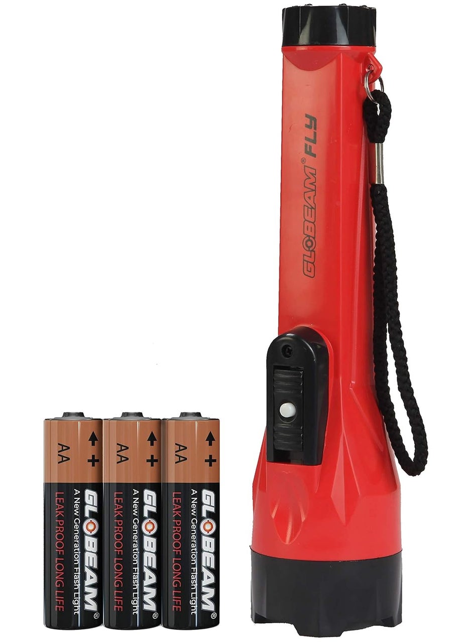 GLOBEAM GLOBEAM Fly Long Durability LED Flashlight Torch with 075 Watt LED and Lock Flasher Switch with Strong ABS Plastic Body Red  - Image 3