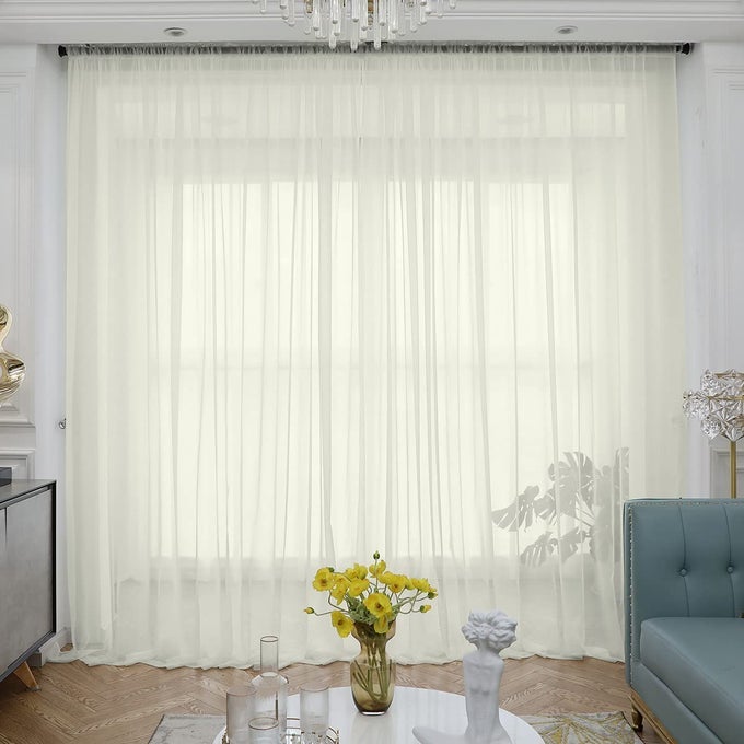 SHEER CURTAINS INCHES LONG WINDOW SHEER CURTAIN 2 PANELS SHEER CURTAINS SIZE 63 72 95 108 145 LONG INCH BEDROOM CHILDREN LIVING ROOM YARD BEIGE 52 W X 120 L 2 PCS