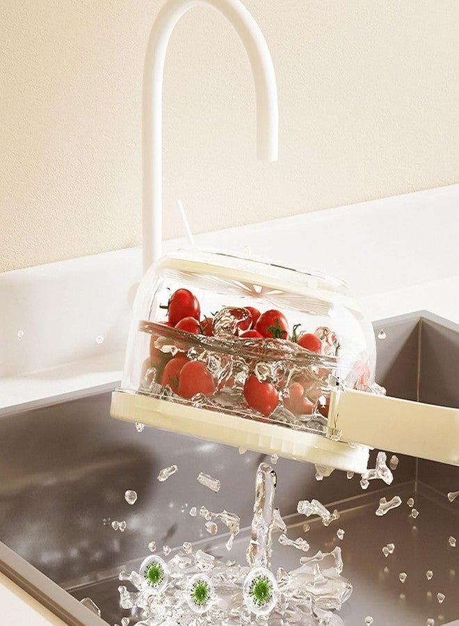 LEKORED 2 in 1 Drainer and Strainer, Practical Kitchen Colander Bowl with Foldable Handle, Multi-Function Drain Basket with Lid, Fruit Washing & Vegetable Bowl with Strainer (2) - Image 4