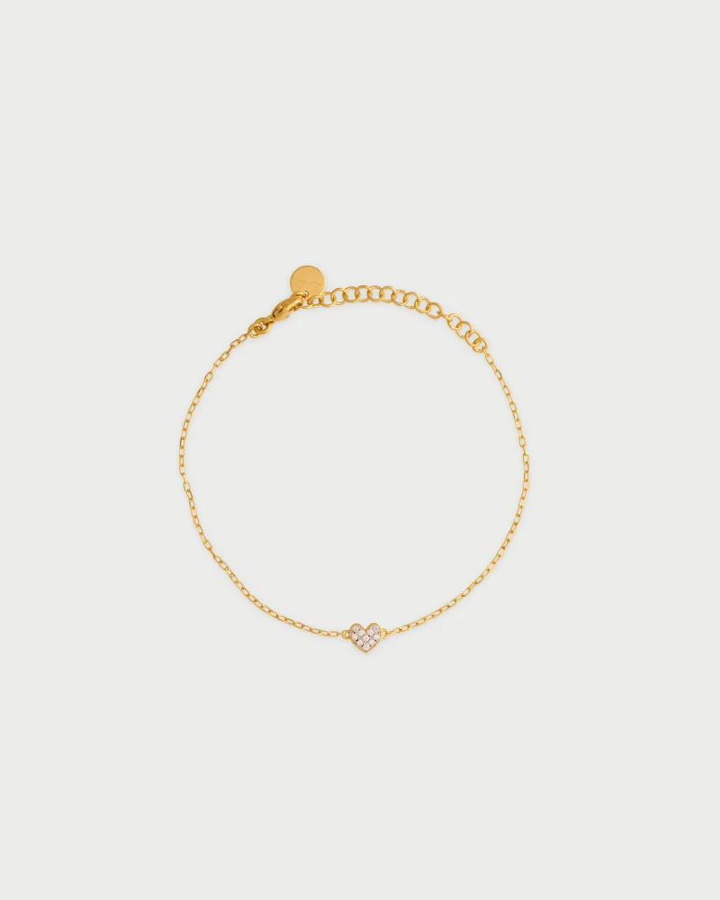 Rue Des Mill Bracelet chain and heart zircons - Yellow gold