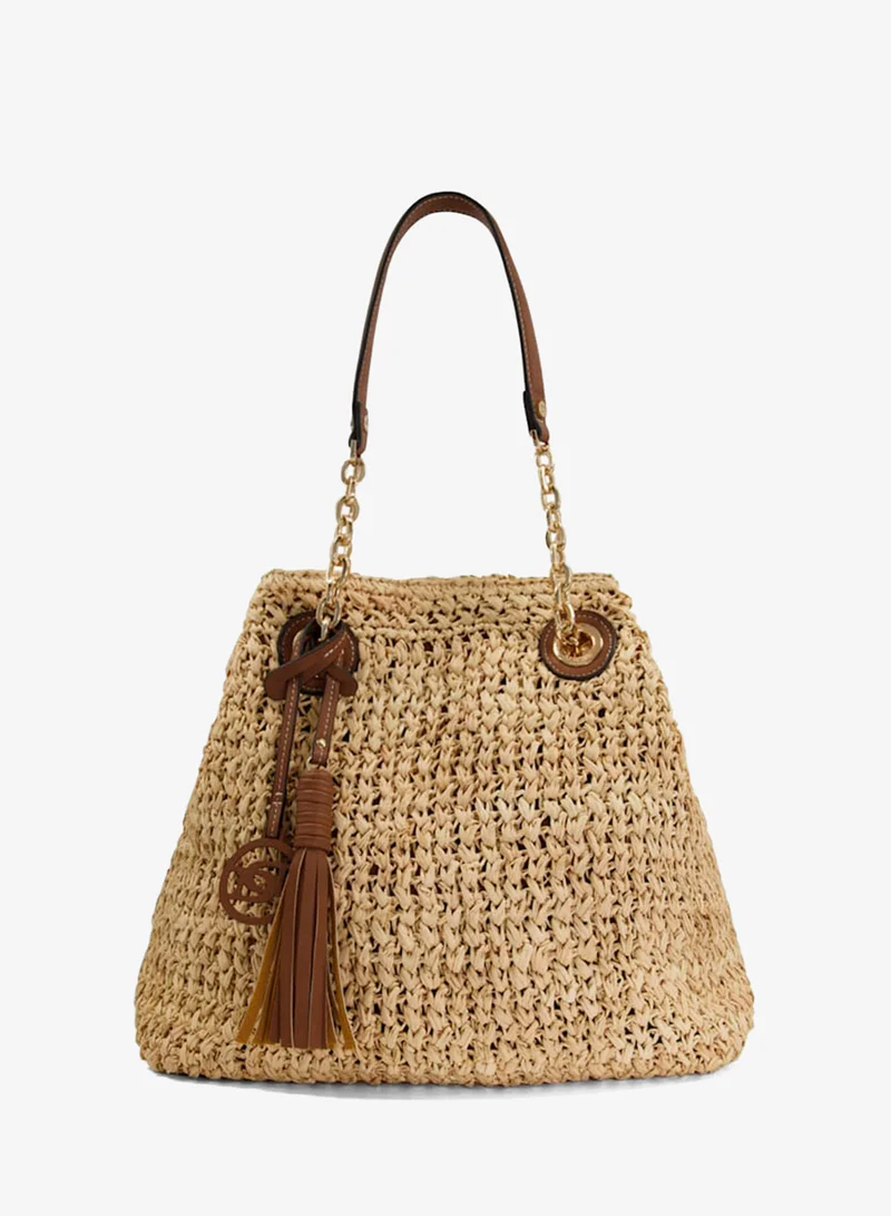 Dune London Destinations Rafia Shoulder Bag With Tassle Detail