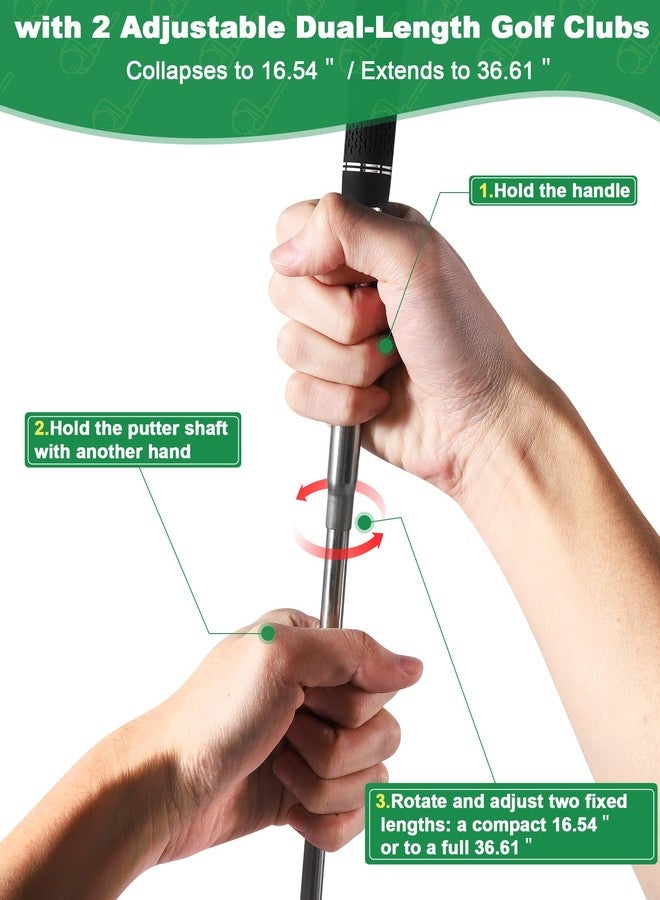 HOTWIND 2 Pack Adjustable Golf Clubs Dual-Length 16.54”or 36.65” for Backyard Golf Game with 5”x 3.5” Oversize Head Telescopic Aluminum Shaft for Adults Play Outdoor Golf Yard Game in Parks and Yards - Image 2
