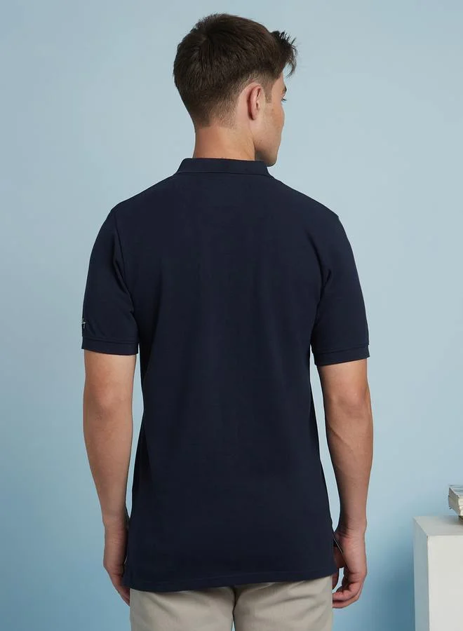 Dennis Lingo Navy Vertical Striped Polo T-Shirt For Men Featuring A Regular Fit And High Quality Fabric Quality