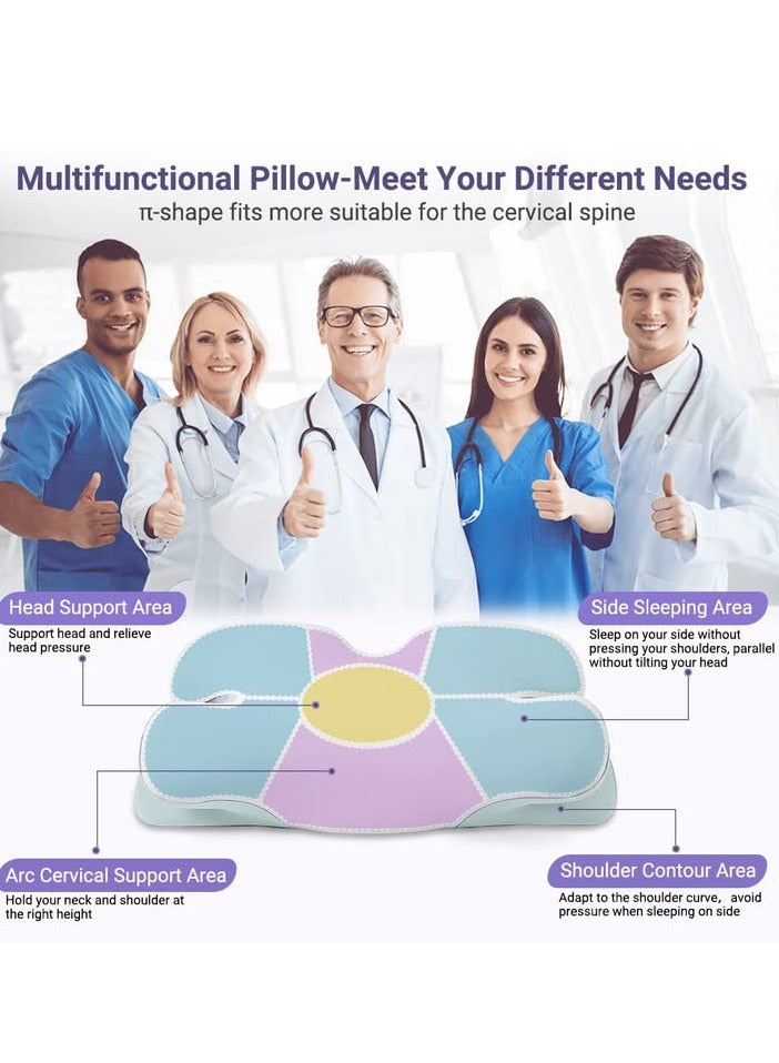 SYOSI Cervical Pillow for Neck Pain Relief, Odorless Memory Foam Pillows, Ergonomic Contour Orthopedic Pillow Relief with Soft Cooling Pillowcase, Sleeping Pillow for Side, Back, Stomach Sleeper - Image 5