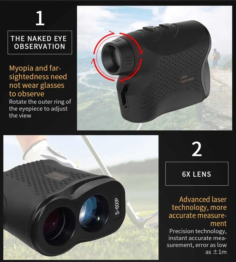 XPR3SS 1000M (1094 Yards) 6X Optical Lens Rangefinder Laser Distance Meter for Golf Slope Hunting Survey Travel Sightseeing Speed Measurement Angle & Height Measurement - Image 2