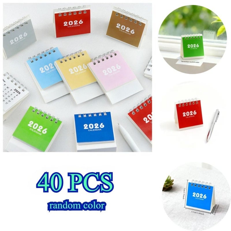 Portable Desktop Calendar 40pcs November 2025 To December 2026 Double Bound Office Home Planner Schedule Christmas Gift Time Management Compact - Image 1