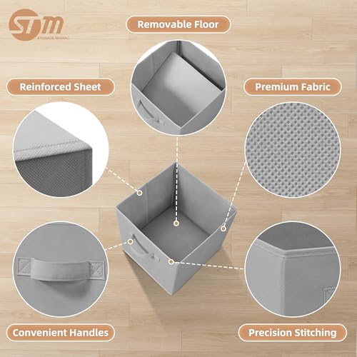STORAGE MANIAC Storage Cubes, 11 Inch Collapsible Storage Bins with Handles, 6 Pack Fabric Foldable Bins for Organization, Durable Storage Bins for Closet, Shelves, Offices, Toys, Grey - Image 3