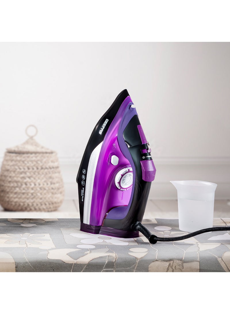 GEEPAS Ceramic Steam Iron, Temperature Control, Ceramic Sole Plate, Wet and Dry | Self-Cleaning Function | Powerful Steam Burst | Water Tank | 2 Years Warranty 0.4 L 3000 W GSI24025 Multicolour - Image 1