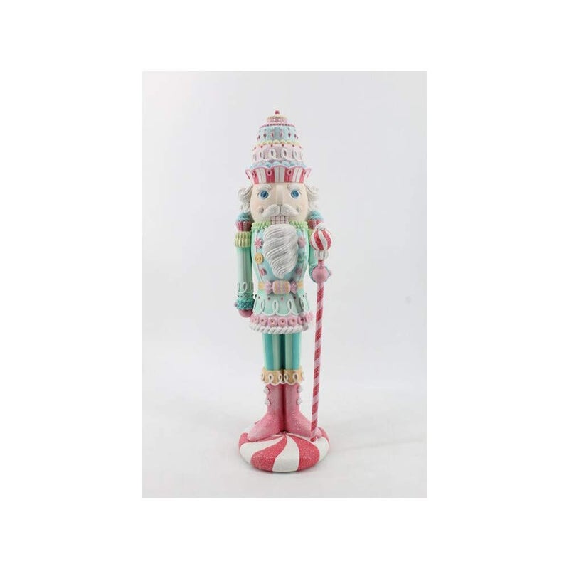 December Diamonds 22inch Pink and Blue Nutcracker with Staff  Cute and Vibrant Christmas Figure for Home Decoration