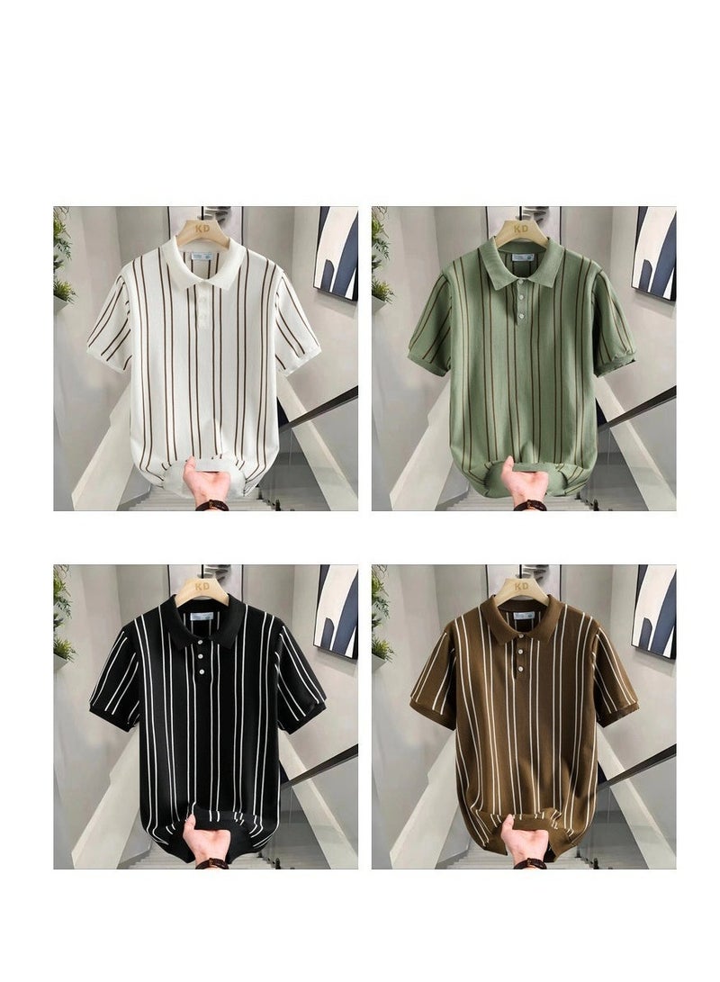 Men's Pure Cotton Short Sleeved T-shirt Casual POLO Shirt  - Image 5
