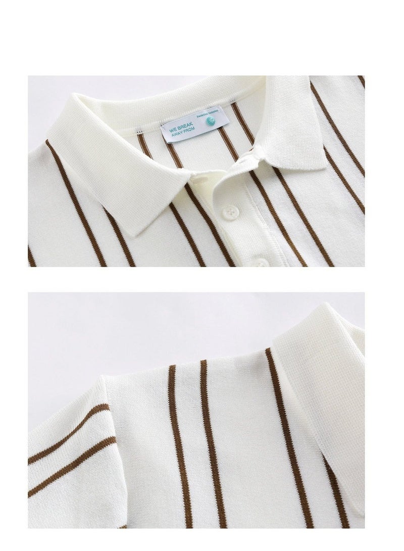 Men's Pure Cotton Short Sleeved T-shirt Casual POLO Shirt  - Image 3