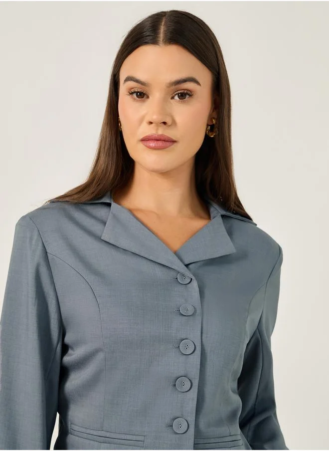 Styli Regular Fit Notch Label Neck Short Blazer