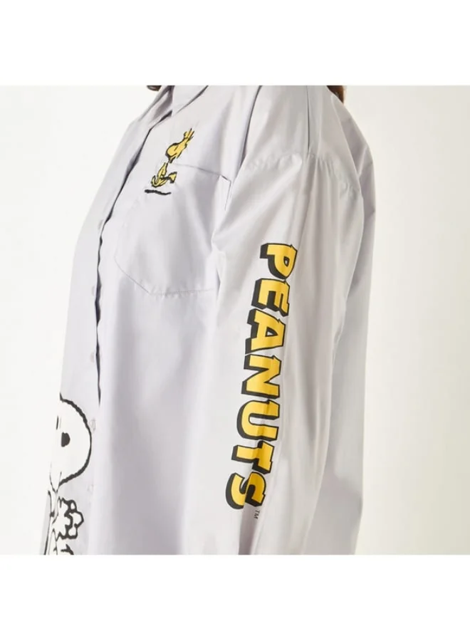 SP Characters Peanut Print Shirt with Button Closure