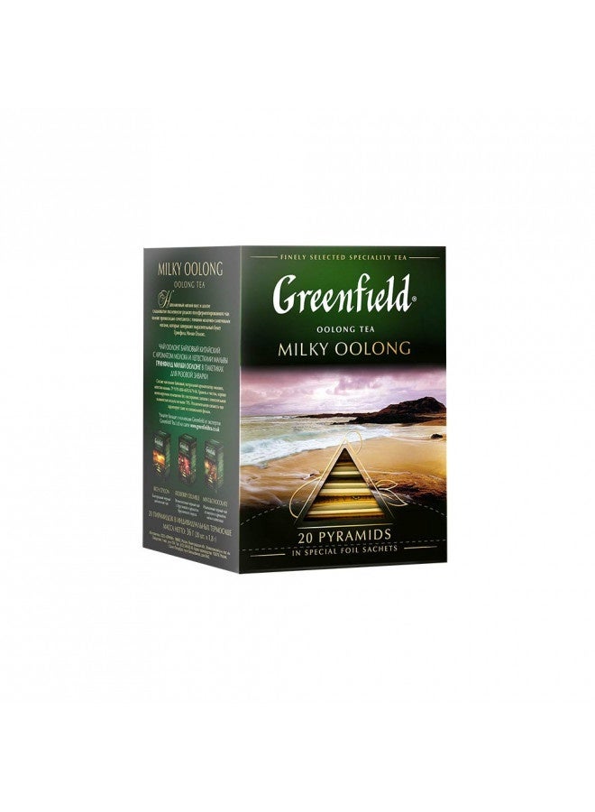 Greenfield Milky Oolong Pyramid Collection 20 Pyramids In Special Foil Sachets Oolong Tea Finely Selected Speciality Tea - Image 1