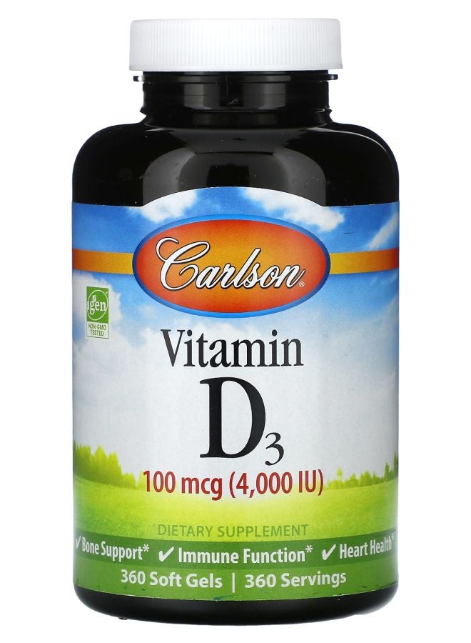 Vitamin D3 100 mcg (4000 IU) 360 Soft Gels