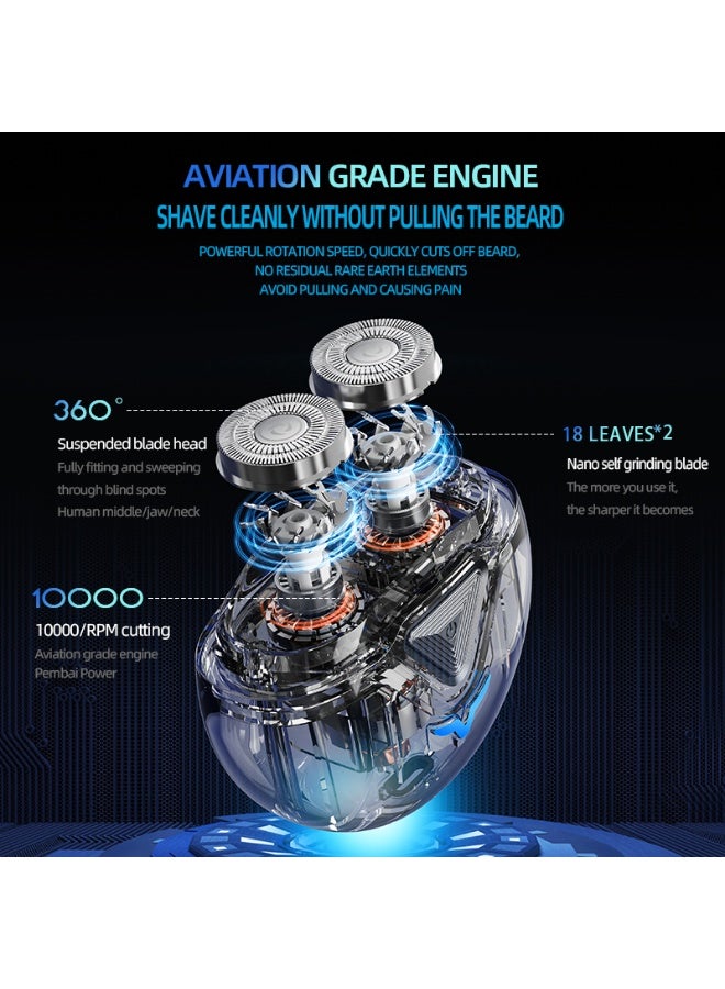 CityRiya-Long Electric Shaver, Electric Razor for Men, Wet and Dry Electric Shaver, Waterproof Beard Trimmer, Rechargeable Face Shaver, Mens Grooming Kit for Beard, Face, Nose, (T1 Blue) - Image 4