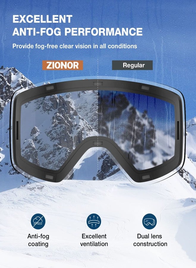 ZIONOR X11 Ski Snowboard Snow Goggles with Magnetic Interchangeable Cylindrical Lens Anti-fog UV Protection for Men Women Adult （Blue Frame RevoWhiteIceBlue Lens） - Image 3