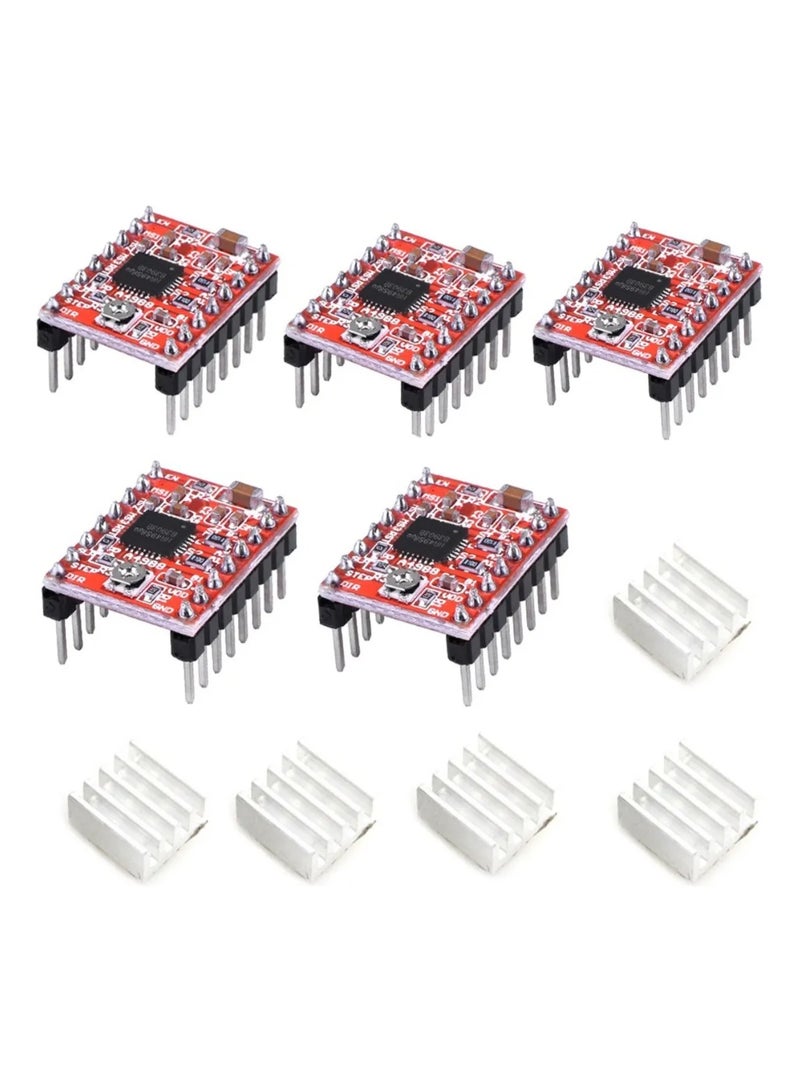 5 Pcs A4988 StepStick Motor Driver Module with Heat Sink for Arduino/RepRap - Image 1