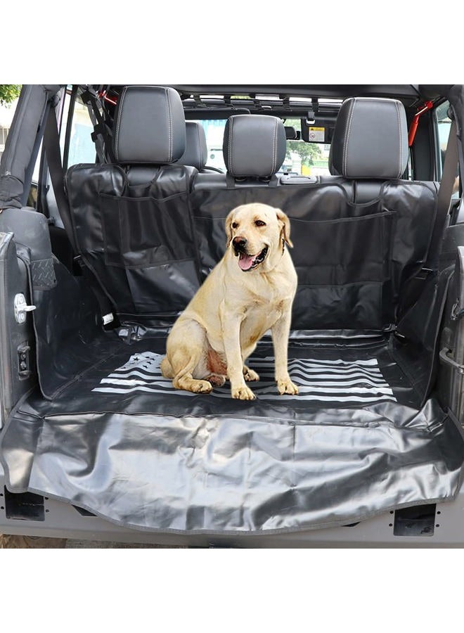 BESTAOO Dog Cargo Liner for Jeep, Waterproof Pet Dog Trunk Cargo Liner for 2007-2025 Jeep Wrangler JK JL 4-Door, Heavy Duty Oxford Nonslip Dog Trunk Cargo Protector Washable Dog Seat Cover (USA Flag)  - Image 3