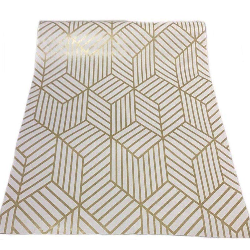 WYBSO White and Gold Geometry Stripped Hexagon Peel and Stick Contact Paper self Adhesive Wallpaper Removable Vinyl Film Decorative Shelf Drawer Liner Sticker 118 inch x177 inch