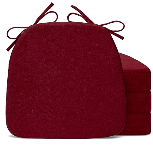 Sunsleek Chair Cushions for Dining Chairs DShaped Seat Cushions with Removable Washable Cover and Ties Chair Pads for Kitchen Indoor Dining Room Patio Chairs 17 x 16 Set of 4 Red - Image 1