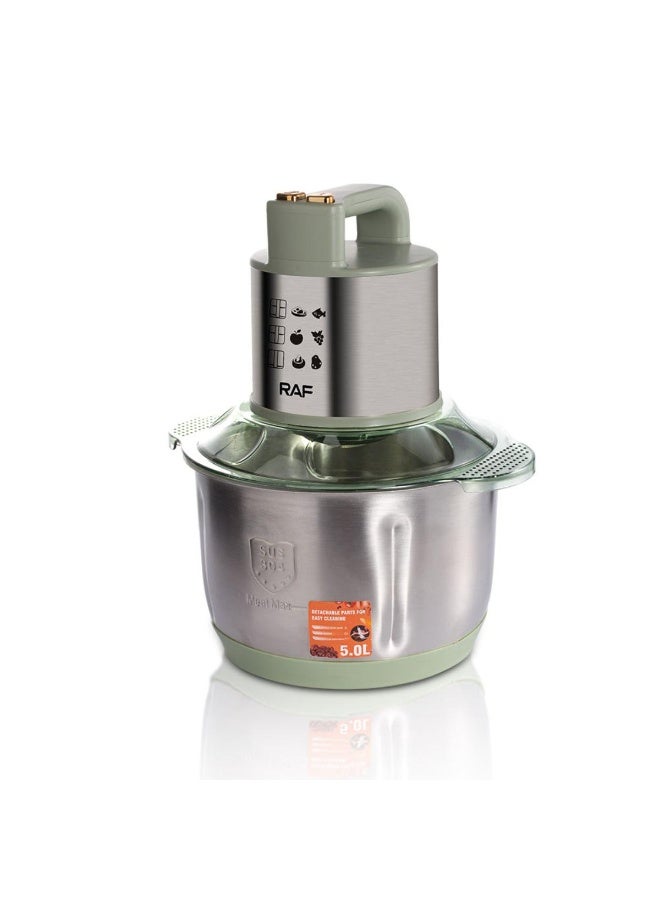 آر إيه أف مجموعة محضرة الطعام 3 في 1 من الفولاذ المقاوم للصدأ من RAF - أوعية 5.0 لتر + 3.0 لتر + 1.8 لتر، مفرمة وخلاط قويان متعددا الوظائف، جهاز مطبخ عالي السعة - Image 1
