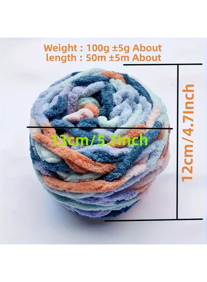 Soft Chunky Chenille Yarn 2pcs Multicolor Ice Strip For Crochet Knitting Blankets Scarves - Image 3