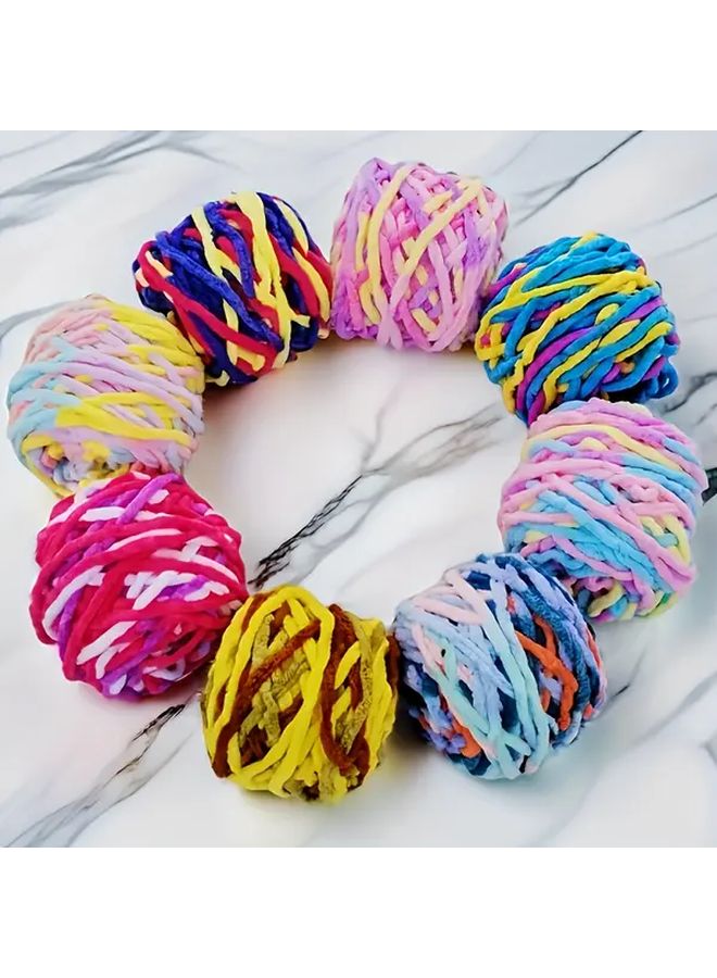 Soft Chunky Chenille Yarn 2pcs Multicolor Ice Strip For Crochet Knitting Blankets Scarves - Image 1