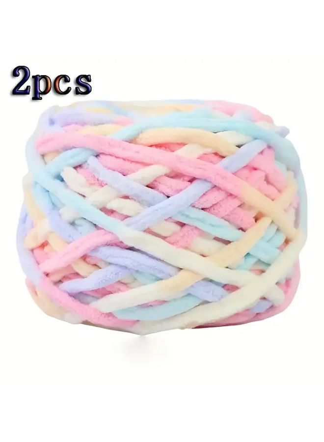 Soft Chunky Chenille Yarn 2pcs Multicolor Ice Strip For Crochet Knitting Blankets Scarves - Image 5