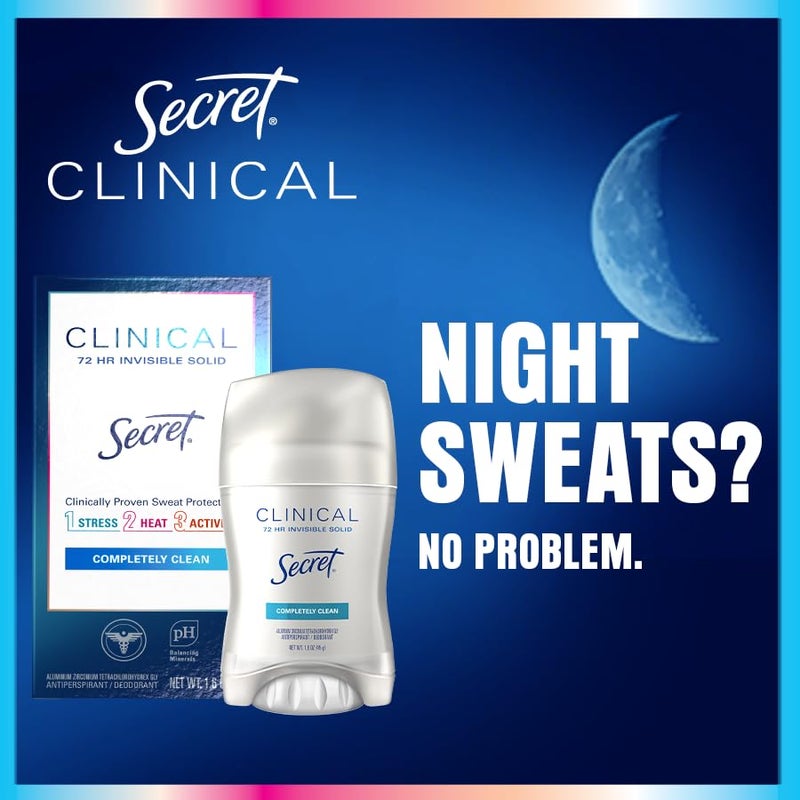 Secret مزيل العرق ومضاد التعرق Secret Clinical Strength للنساء، صلب غير مرئي، نظيف تمامًا، 2.6 أونصة - Image 1