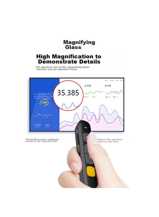 Norwii N29s Lcd Led Laser Pointer, Magnification Highlighting, Wireless Presenter, Air Mouse, Ppt Rechargeable Page-turning Pen For Teachers, Spotlight - Image 3