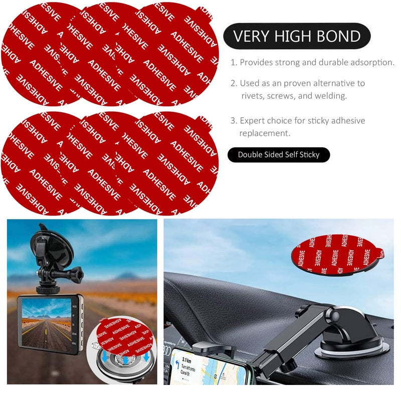 PKYAA Dashboard Pad Mounting Disk Sticky Adhesive Replacement Kit, 6pcs 3.15"(80mm) Circle Heat Resistant Double-Sided Stickers for Suction Cup Car Phone Holder Disc & Windshield Dash Cam - Image 4