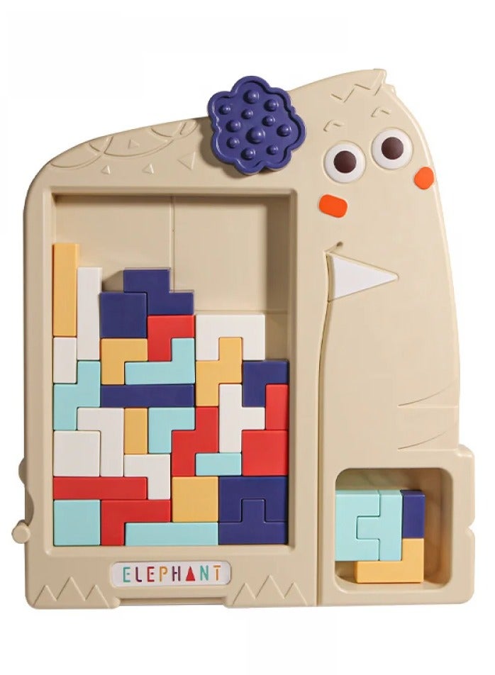 يونيكبيبي لعبة تكديس تيتريس، أحجية الكتل الروسية، لعبة ألغاز سداسية، لعبة ذكاء وتحدي للأطفال والكبار، أحجية ثلاثية الأبعاد لتنمية التفكير المنطقي والإدراك المكاني, شكل الفيل - Image 3