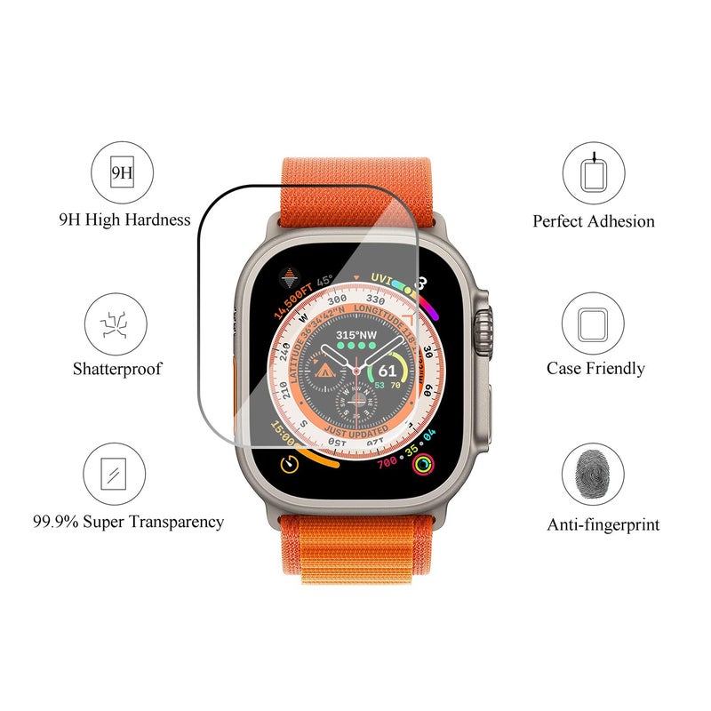 Ailun for Apple Watch Ultra 3/Ultra 2/Ultra Screen Protector [49mm], Tempered Glass Film, Anti-Scratch, High Definition, Touch Sensitive[3 Pack][Clear] - Image 2