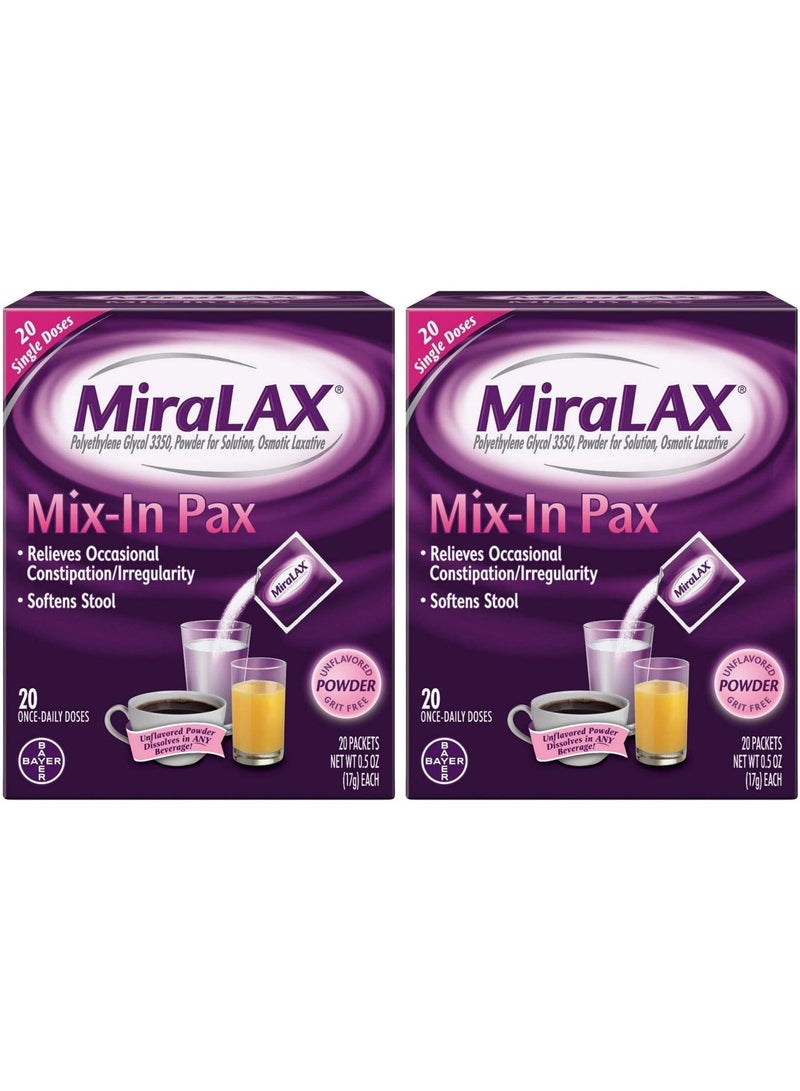 MiraLAX مسحوق ملين لطيف لتخفيف الإمساك، ملين للبراز مع PEG 3350، بدون آثار جانبية قاسية، 40 جرعة - Image 2