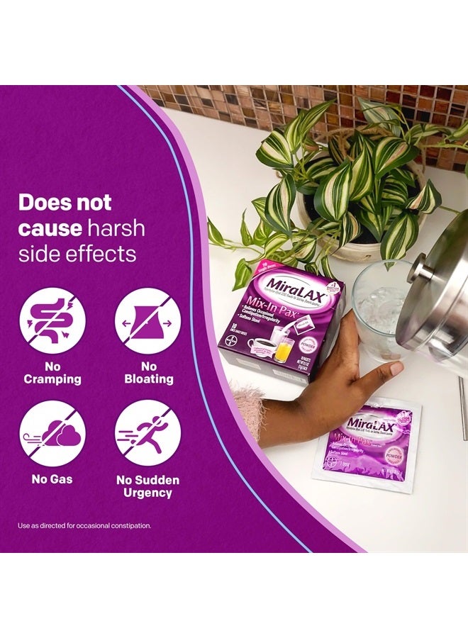 MiraLAX Gentle Constipation Relief Laxative Powder, Stool Softener with PEG 3350, No Harsh Side Effects, #1 Physician Recommended, Single Dose Mix-In Pax, Travel Pack, 40 Dose - Image 3