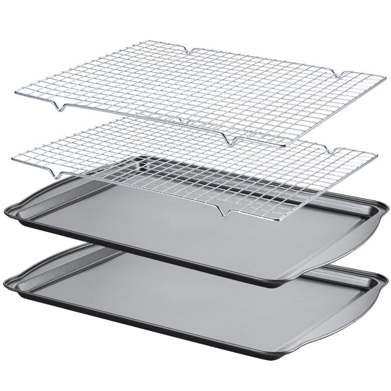 Gymdin Baking Sheet with Cooling Racks 17 x 11 x 05 Carbon Steel Cookie Sheets for Baking 2 Sheets 2 Racks Nonstick Baking Pans Perfect for Baking Roasting and More - Image 2
