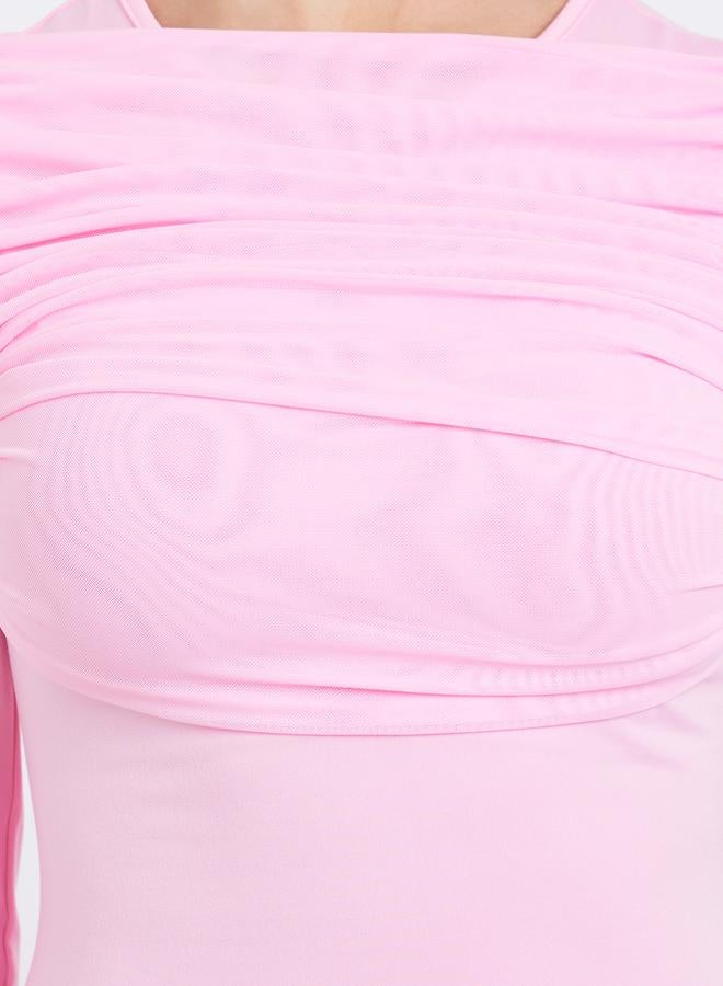 فستان سهرة ميدي بكسرات أمامية مركزية