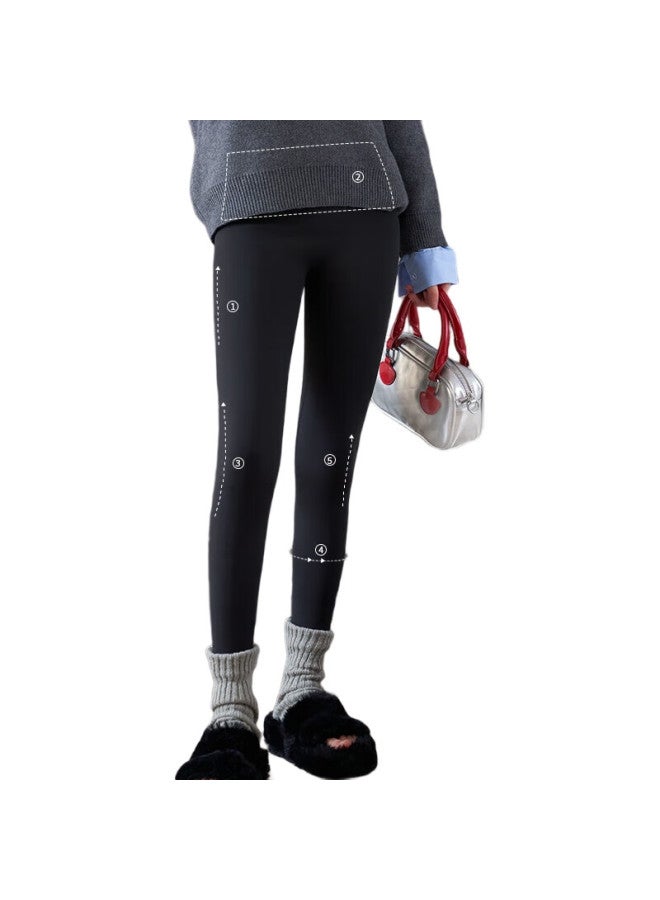 YUZHAOLIN Lambswool Shark Leggings For Women, Outer Wear, Autumn And Winter, Fleece-Lined Base Layer, Warm, Elastic, High-Waist, Tummy Control, Yoga Barbie Pants - Image 3