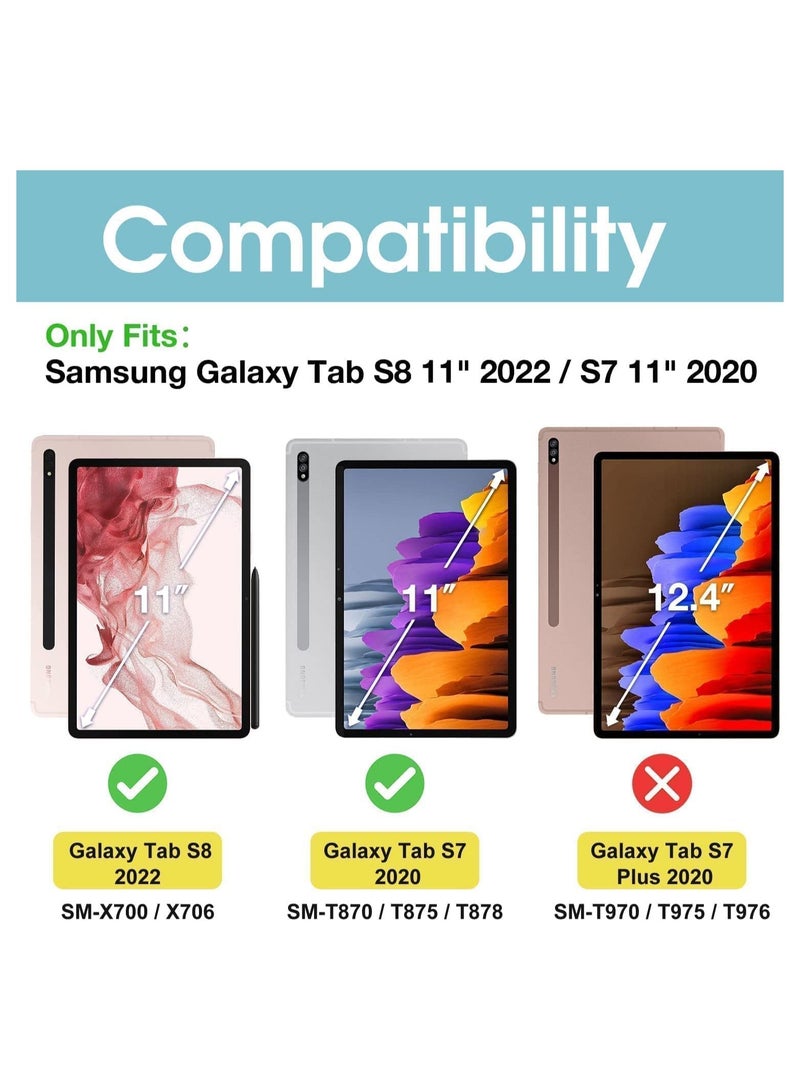 Procases Galaxy Tab S8 / Tab S7 11 inch Case, Protective Slim Case Folio Hard Back Stand Smart Cover for 11" Galaxy Tab S8 2022 / Galaxy Tab S7 2020 SM-X700 X706 T870 T875 T878 -Black - Image 2