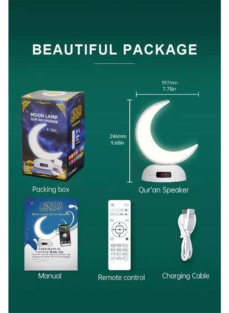 BlueFire Crescent Moon Quran Speaker Lamp – 16 Color LED Touch Light, Bluetooth 5.0, APP & Remote Control, 8GB TF Card, Azan Alarm, 18 Reciters, 14 Translations – Eid, Hajj, Islamic Gift for Home & Prayer - Image 2