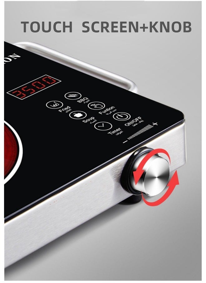 Induction Cooker,Electric Induction Countertop Burner With 2 Handle And LCD Sensor Touch Timer,6 Power Induction Burner For Cooking Induction Cooktop