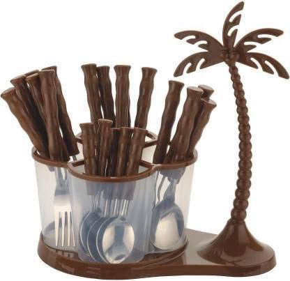Lion Lender Extra Ordinary 24 pcs Revolving Coconut Cutlery Set PlasticStainless Steel - Image 1