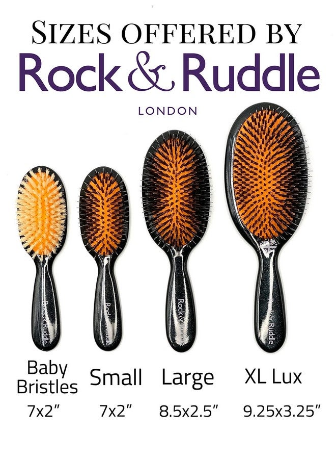 Rock & Ruddle Natural Mixed Bristle Hair Brush For Women And Kids (Large 8.3") Perfect For Wet Or Dry Hair, Detangling Smoothing Blowdrying Designed & Made In Uk Geometric Swirls & Arcs Design - Image 4