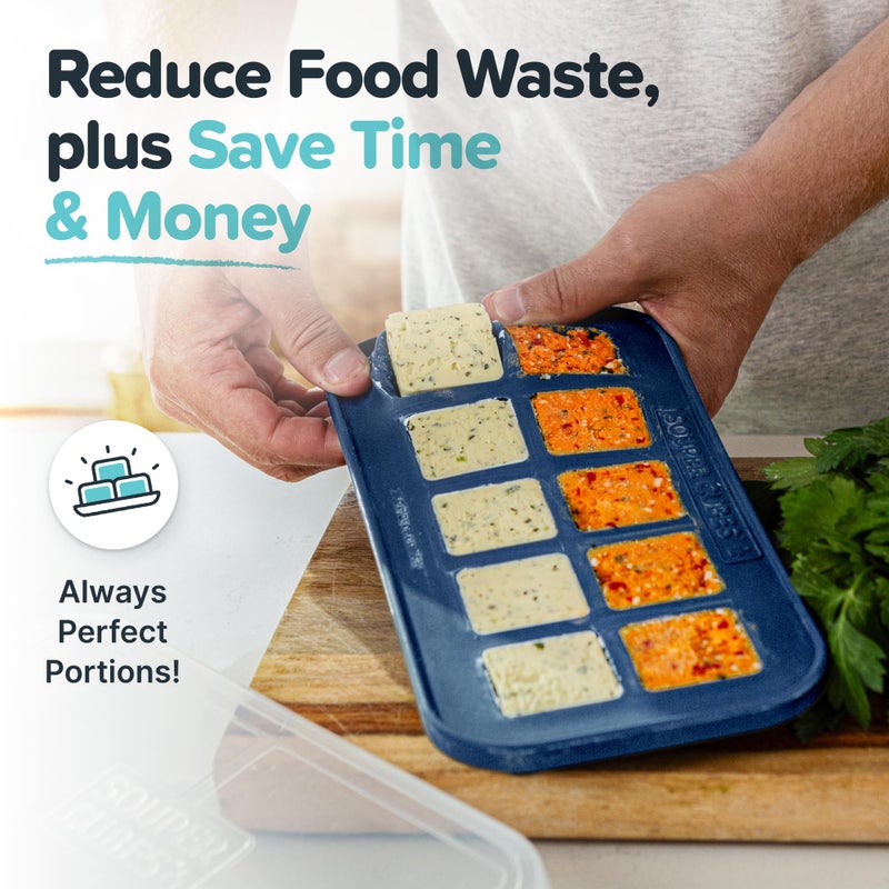 Souper Cubes Souper مكعبات 2 ملعقة كبيرة. قوالب فريزر السيليكون - مثالية لتخزين أعشاب الثوم الزنجبيل الزنجبيل الطماطم معجون عصير الليمون والمزيد - Image 2
