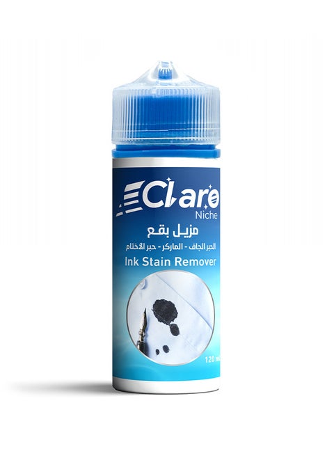 Claro Niche Ink Stain Remover – Removes Pen, Marker & Stamp Ink Stains from Clothes & Fabrics – Powerful Formula with Child-Safe Lock – 120ml